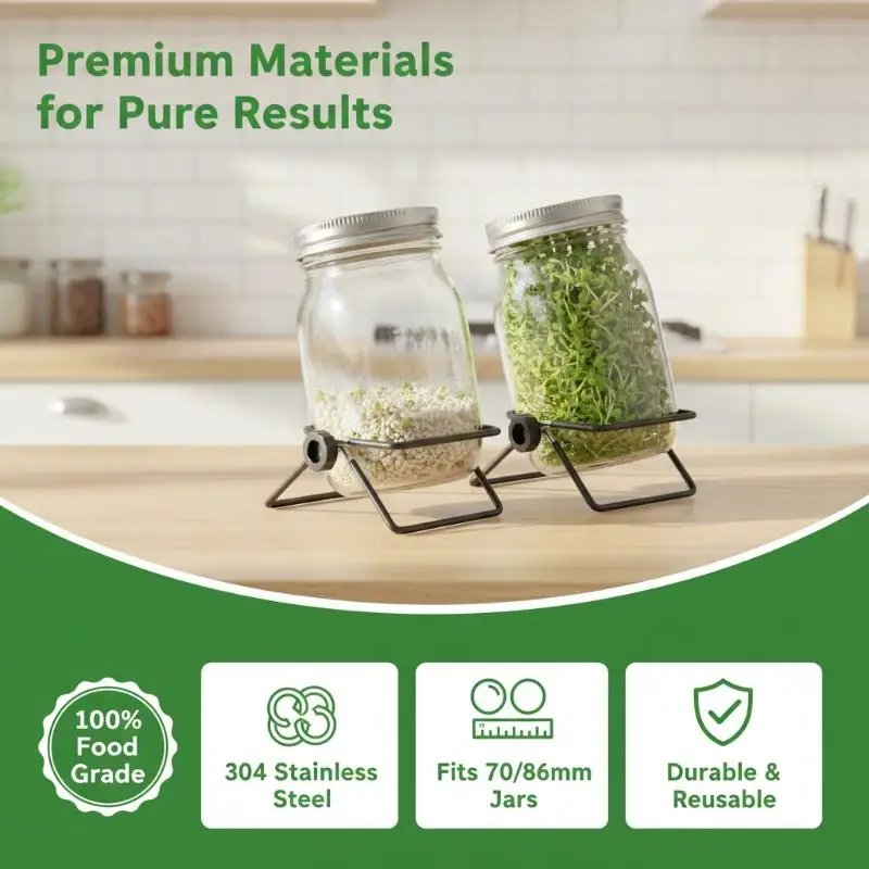 Durable Glass Seed Sprouting Jar Kit Stainless Steel Mesh Lids Support Stands Shade Cloth Tray For Bean Sprout Growing Cultivat