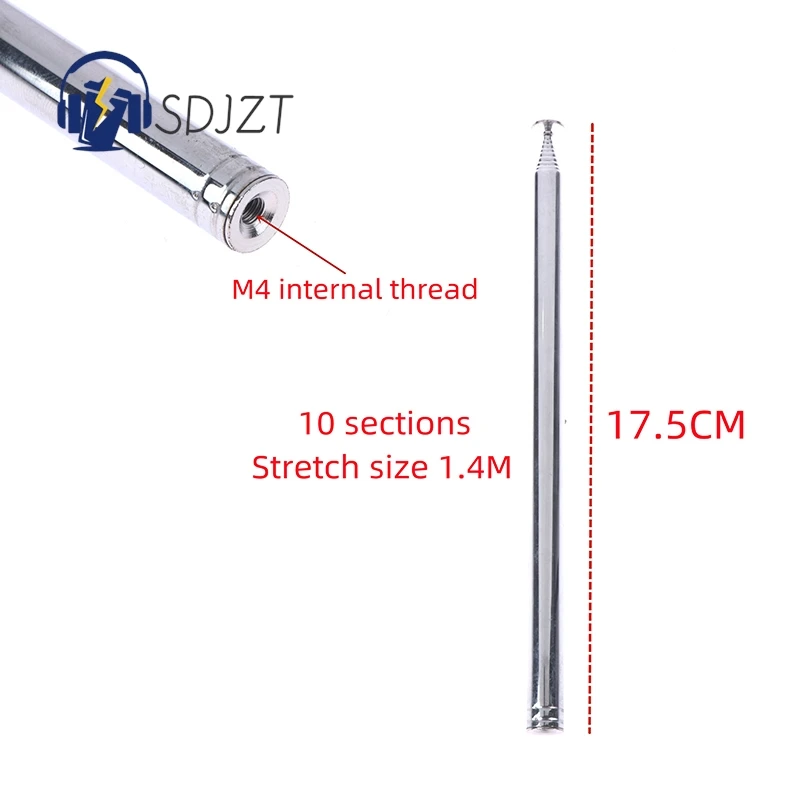 1PC 140 cm 10 Section Telescopic Antenna FM AM Aadio