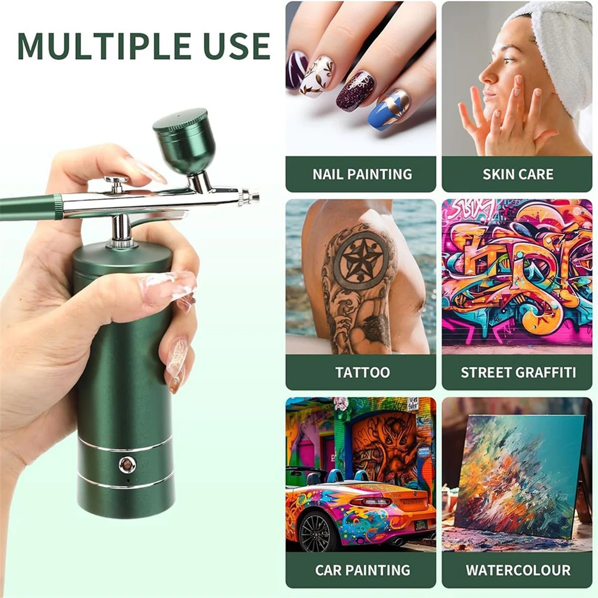 Upgraded Airbrush Set with Air Compressor Cordless Automatic Airbrush Set Handheld Rechargeable AirBrush for Makeup A