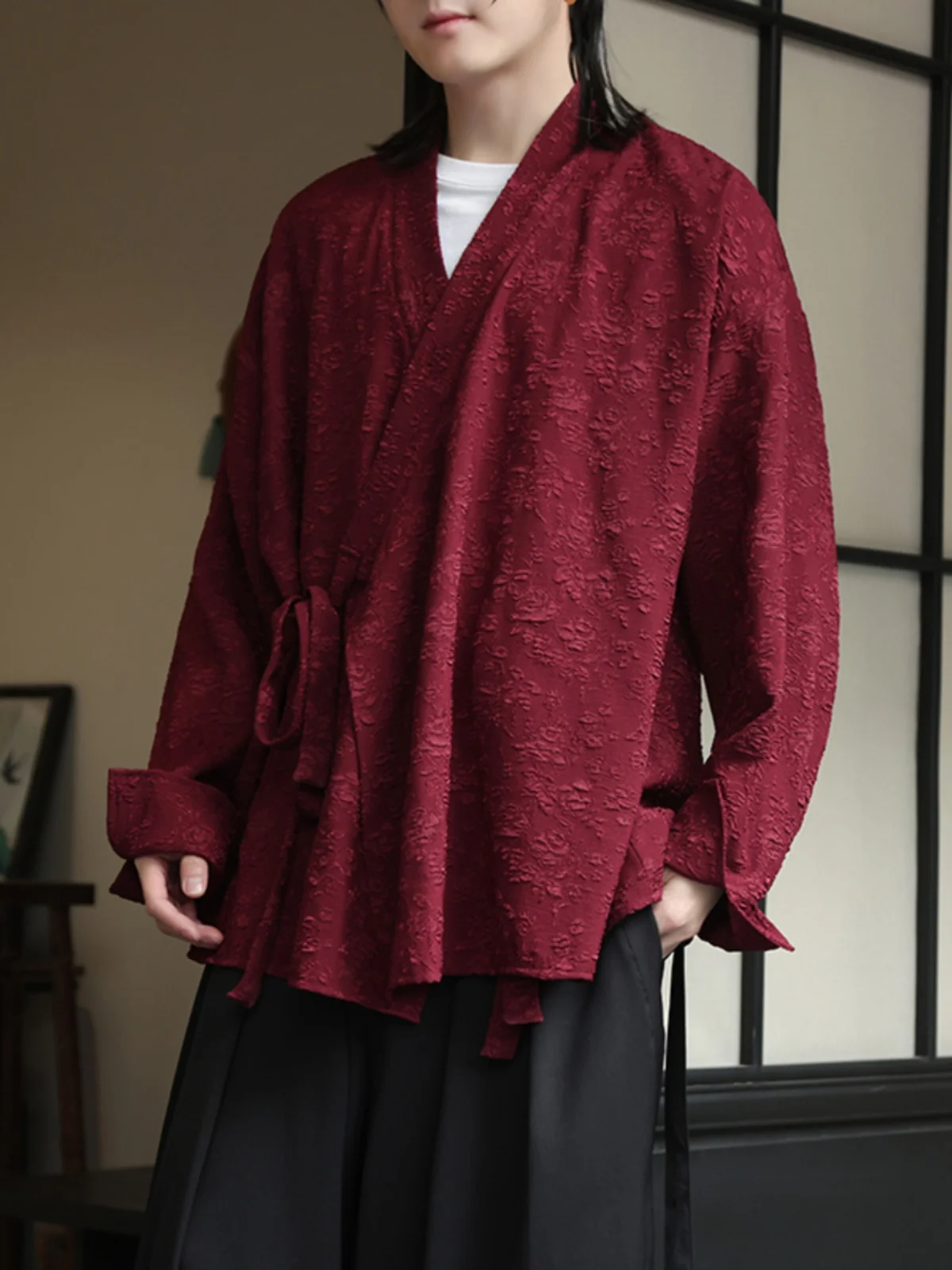 

Новый китайский Sle Hanfu, весенне-осенний открытый кардиган, длинный све, мужской модный костюм Тан большого размера, национальный тренд, Jaet