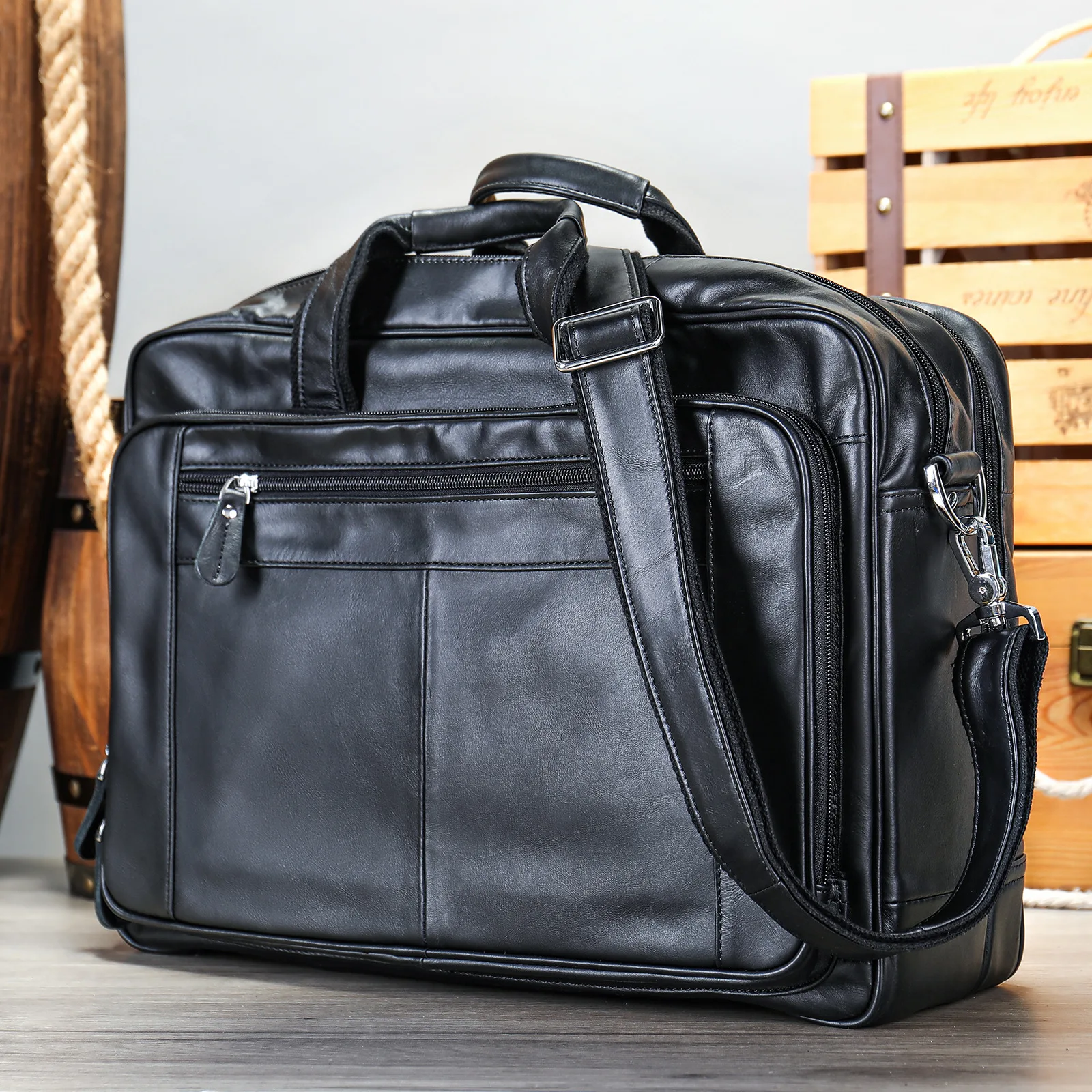 حقيبة جلد البقر المحبوب بالكامل للرجال حقيبة كروس للأعمال الفاخرة ذات سعة كبيرة للسفر وعطلة نهاية الأسبوع وحقيبة ركاب المكتب #2