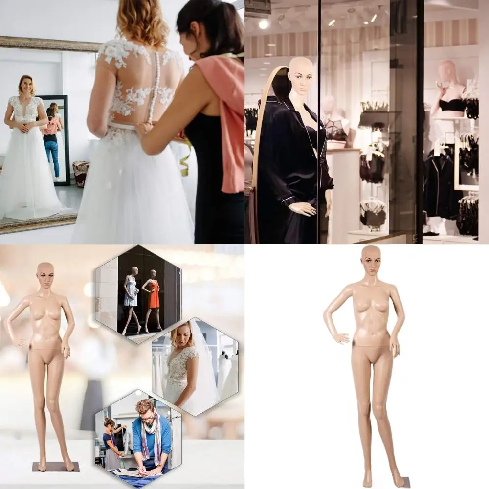 

69 Female Dress Form Mannequin with Rotatable Arms and Metal Base for Clothing Display