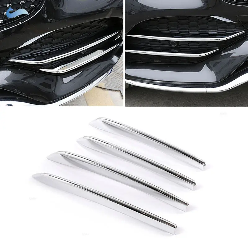 For Mercedes Benz GLC Class X253 2020 ABS Chrome Car Front Fog Light Strips Air Intake Grille Cover Trim Accessories