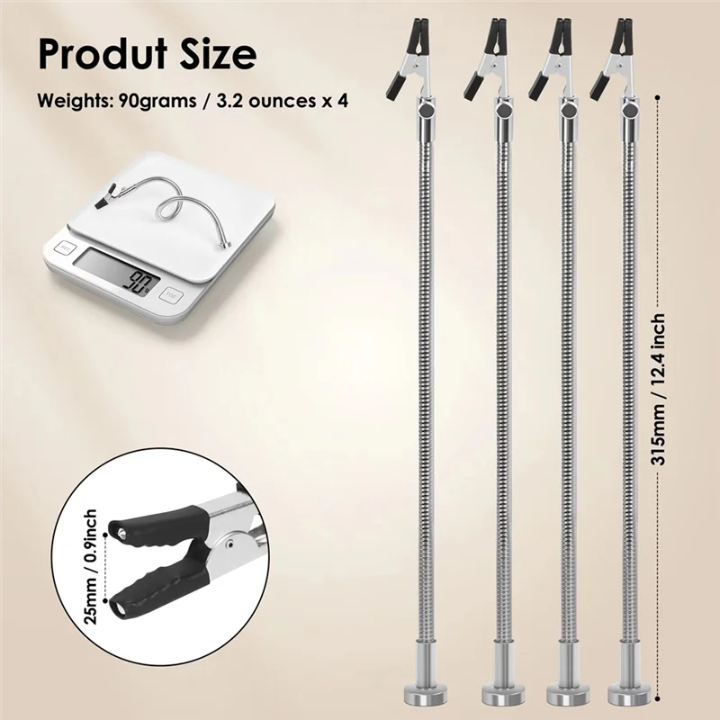 THIVN-4Pcs Magnetic Helping Hands Soldering Third Hand Tools Metal Flexible Gooseneck With Alligator Clips Welding Tool