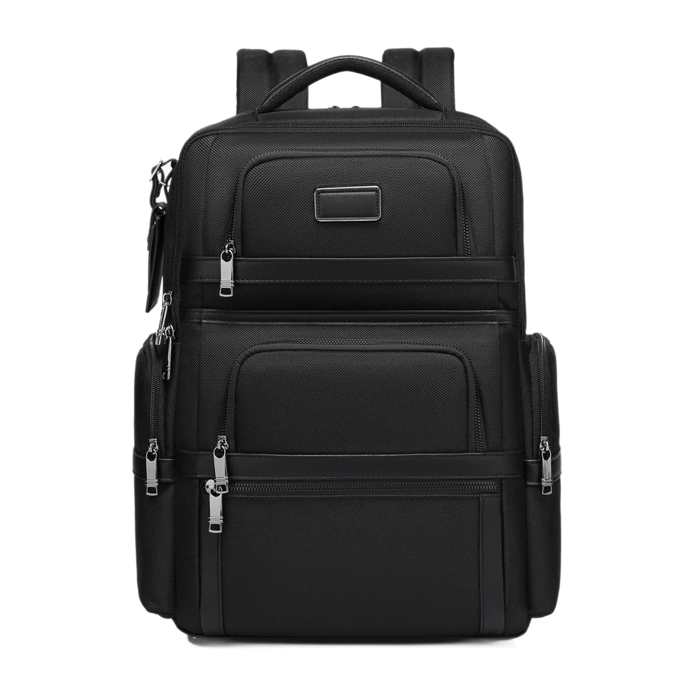 Oxford Business Laptop Backpack with Multiple Front Zipper Pockets Trolley Sleeve and Adjustable Straps for Daily Commuting