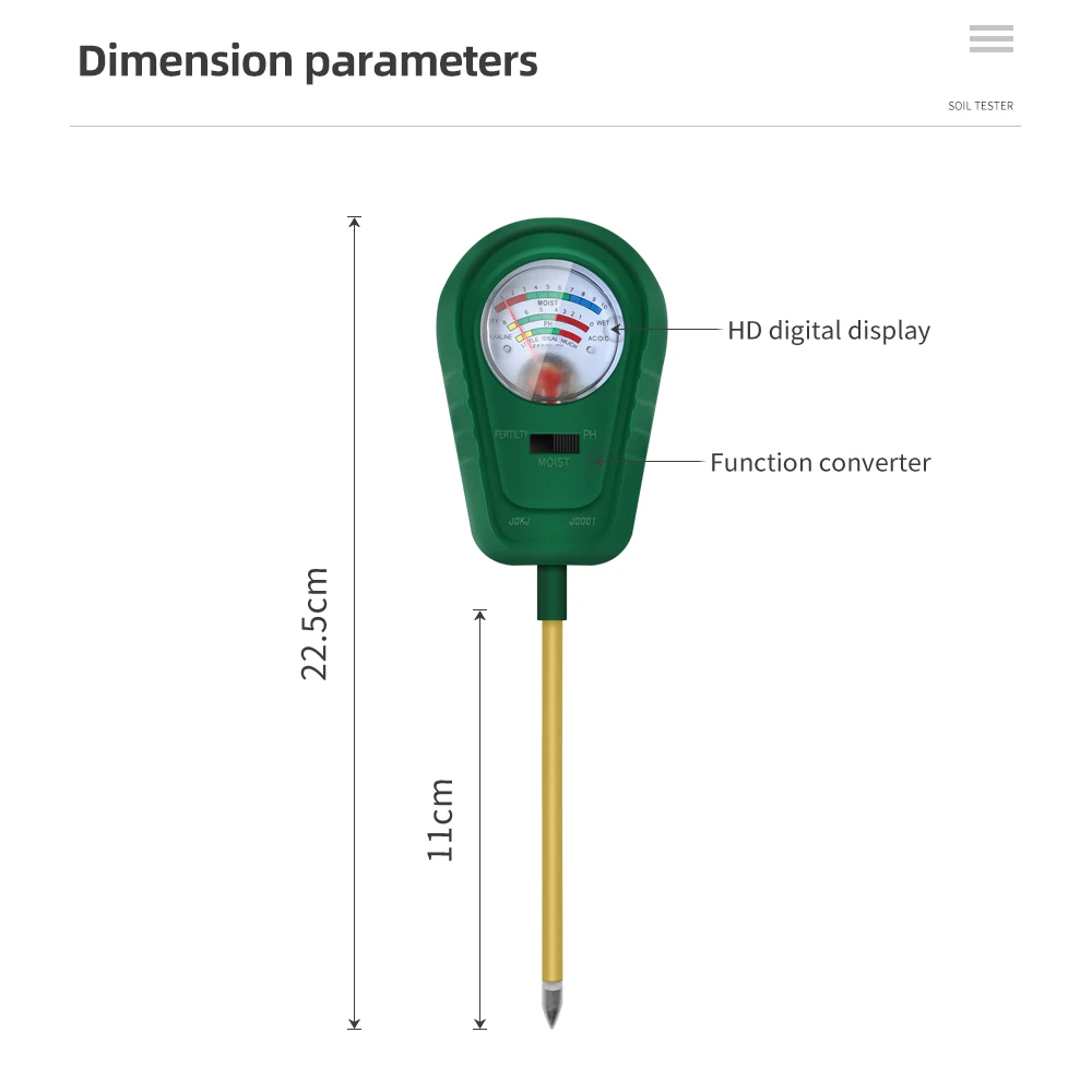3 in 1 ความชื้นในดิน Fertile PH Meter เครื่องทดสอบความชื้นเซ็นเซอร์โลหะเครื่องตรวจจับดินสําหรับเครื่องมือปลูกสวนไม่ต้องใช้แบตเตอรี่