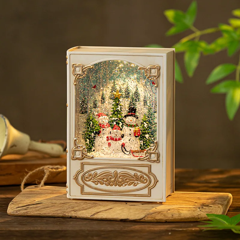 Christmas Decorations Lantern Gift Book Figurine Night Light Christmas Ornaments Music Box Decoration Decorative Ornament
