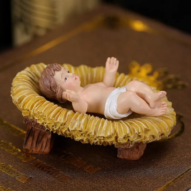 Baby Jesus In Manger Figurines Resin Baby Jesus Christ In Manger Figurines Christmas Holy Baby Nativity Scene Set