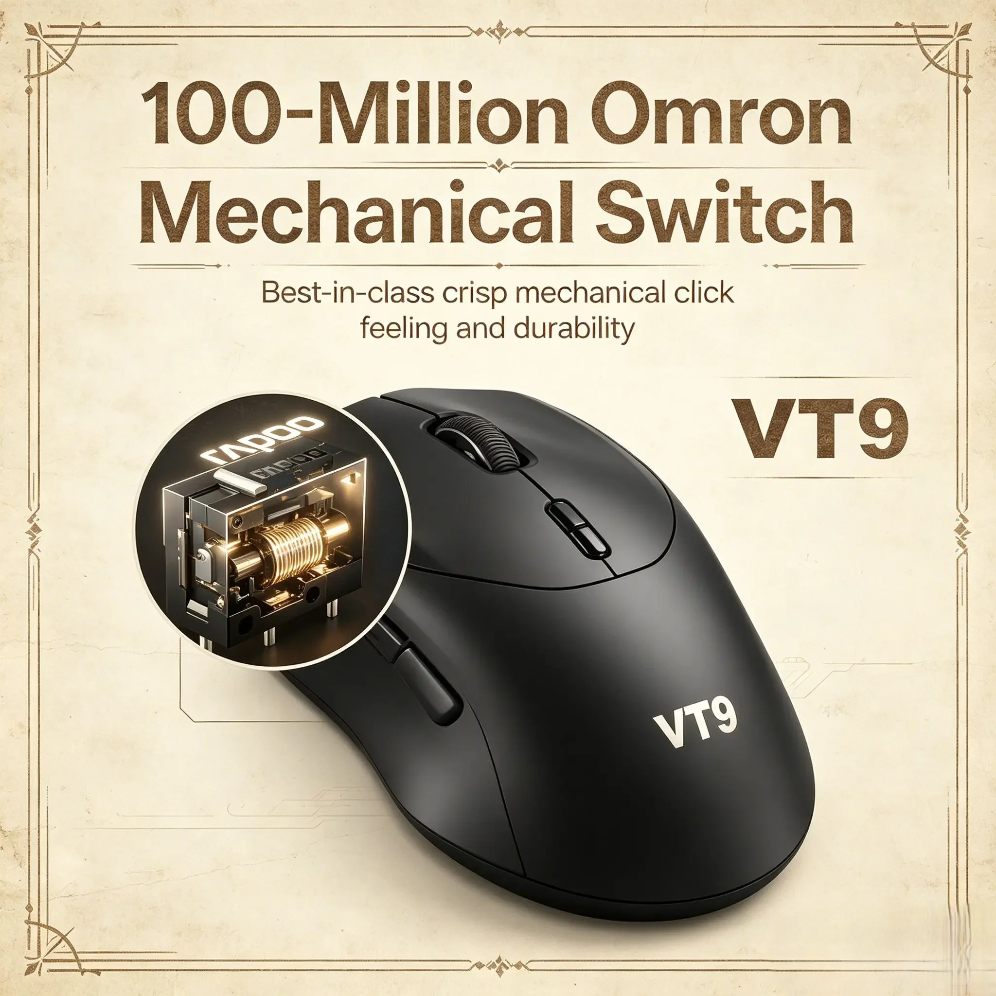 53g Lightweight Wireless Gaming Mouse, 2026 Rapoo VT9/VT9 MAX GEN-2, True 8K Polling Rate, Up to 750 Hours Endurance