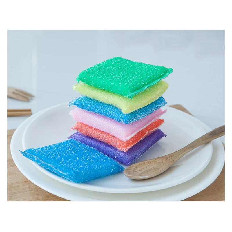 4 Colors Sponge Repeatable Kitchen Dishwashing Nonstick Oil Bubble Washing Sponge Brush Removing Kit Cleaning Brush Pot Sponges