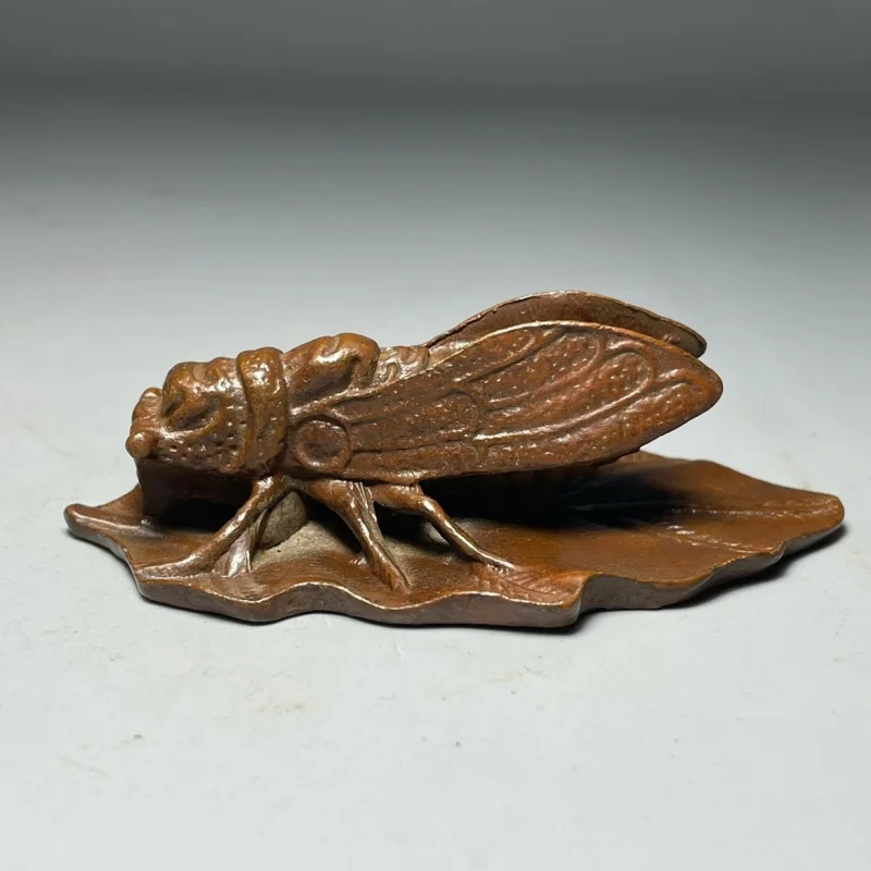 Antique Bronze Cicada Ornament, Calligraphy Ruler, Paperweight, Home Decor, Tea Pet, Decorative Item