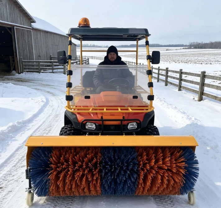 Four-Wheel ATV Snowplow Vehicle Atv Snow Plow Front Mounted Snow Plow Sweeper Brushing Machine
