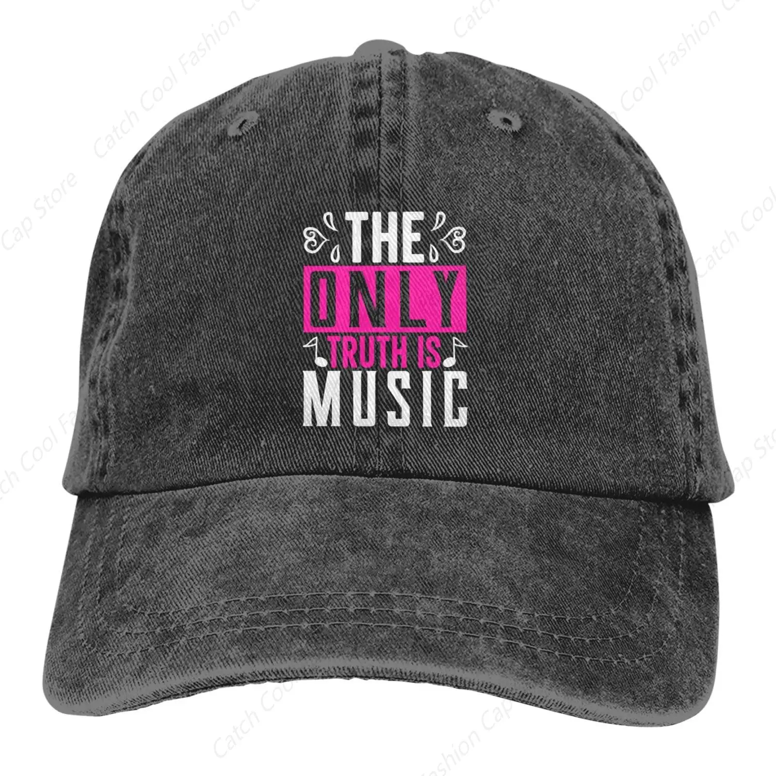 The Only Truth is Music Baseball Cap for Men Women Vintage Trucker Denim Hat Washed Cotton Fashion Unisex Adjustable Sports