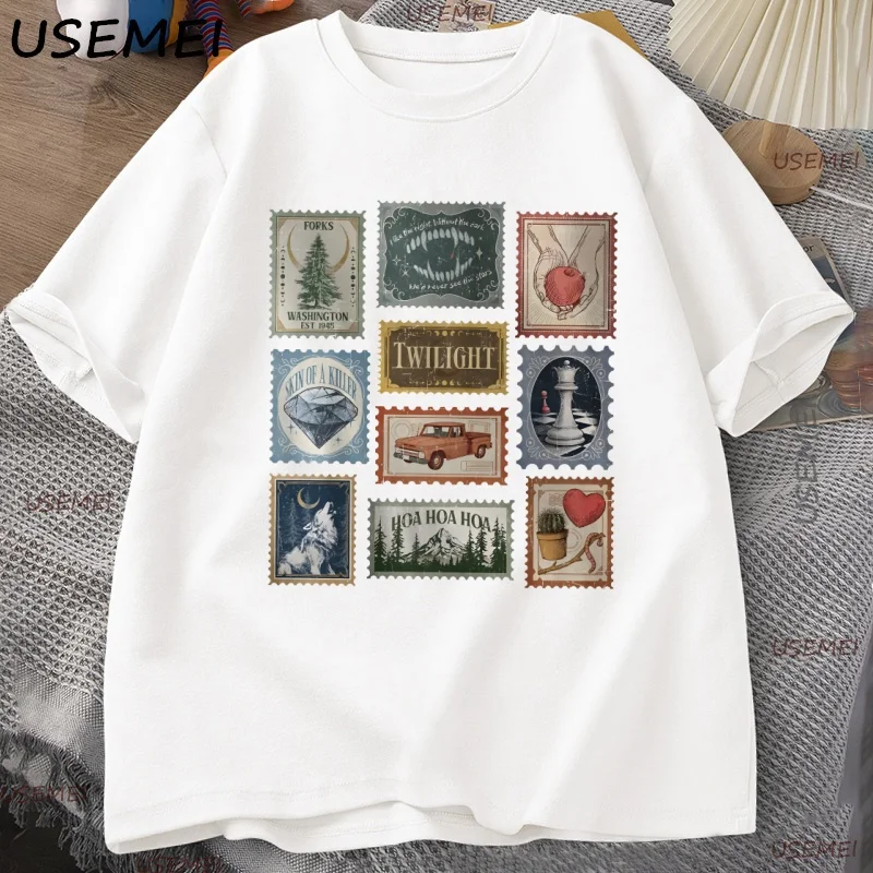 

Twilight Saga T Shirt Women Men Forks Vintage Printed T Shirts Tee Vampire Aesthetic Book Lover Graphic T-Shirt Streetwear