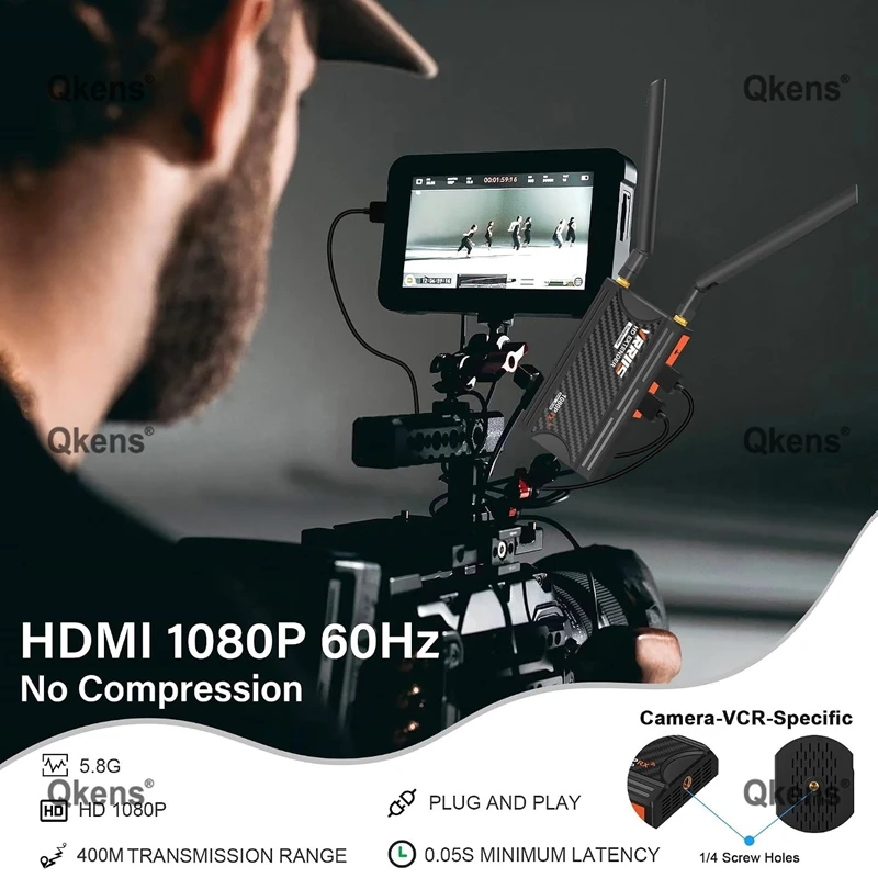 400M HDMI Wireless Extender Sender Audio Video Transmitter and Receiver for DSLR Camera Live Streaming Laptop PC To TV Monitor