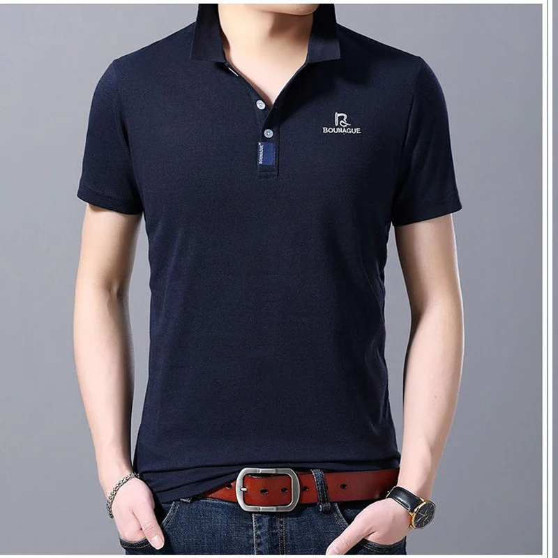 Summer Short Sleeve T-shirt Men's Turn-down Collar Polo Shirt New Tees Casual Comfort Button Letter Printing Tops