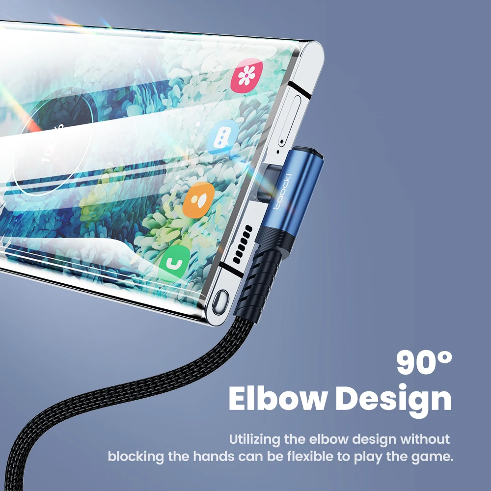 Toocki 2 in 1 Elbow USB Cable PD 60W Fast Charging Type C To Type C Cable For iPhone 15 Pro Xiaomi 13 12 Samsung S23 Data Cord image 3
