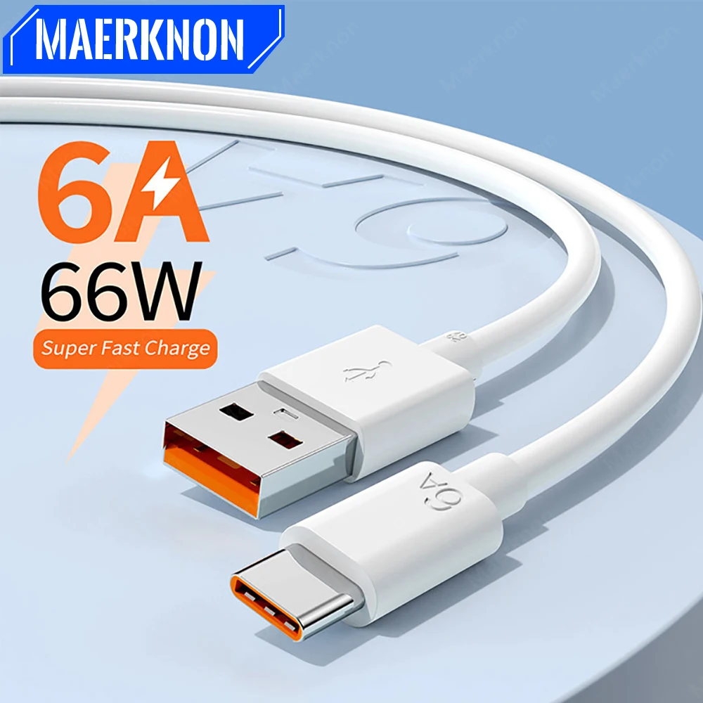 

66W USB C Cable 6A Super Fast Charging Data Cord Phone Charger Type C Cable For Huawei Mate 40 50 Xiaomi 14 USB C Charger Cable