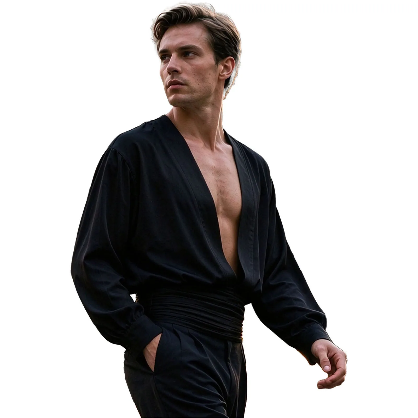 Latin Dance Tops Men's Modern Practice Wear Art Test Professional Long Sleeve Ballroom Tango Rumba Dance Practice Suit Top