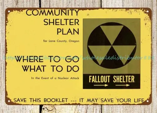 advertising wall decal 1968 community shelter plan metal tin sign