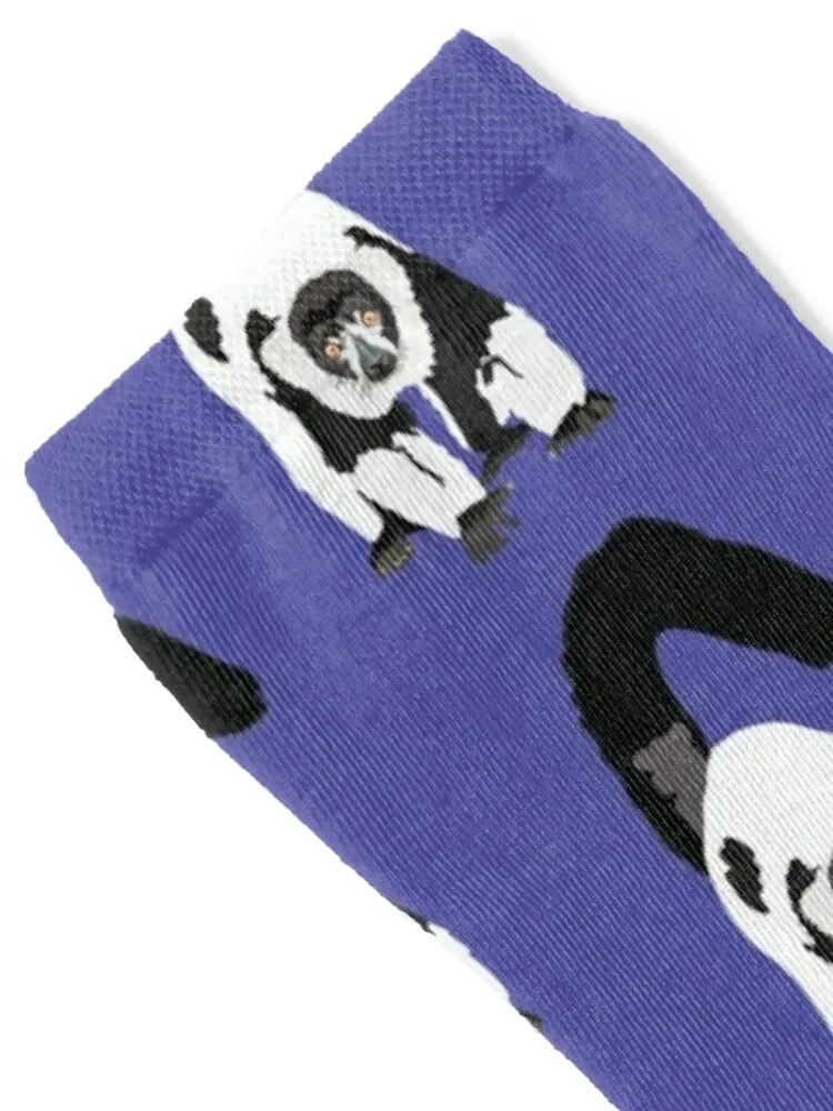 B is for Black and White Ruff Lemur Socks hiking anti-slip gym ankle Designer Man Socks Women's