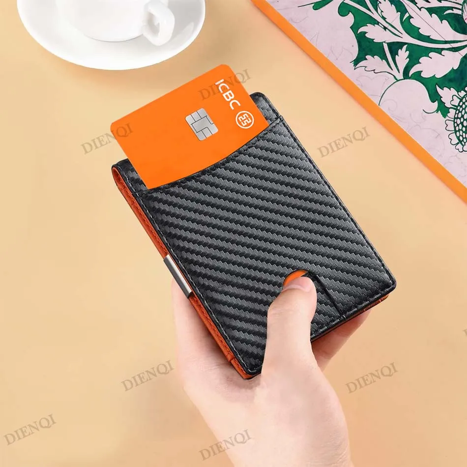 Men Wallets Money Bags Slim Thin Coin Pouch Clutch Money Purse Male Black Wallet Choice Rfid Carbon Fiber Card Holder Coin Purse