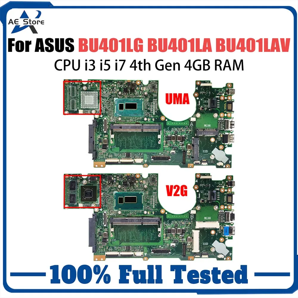 BU401LG Notebook Mainboard For Asus BU401L BU401LA BU401LAV Laptop Motherboard With CPU i3 i5 i7 4th Gen 4GB RAM GT730M