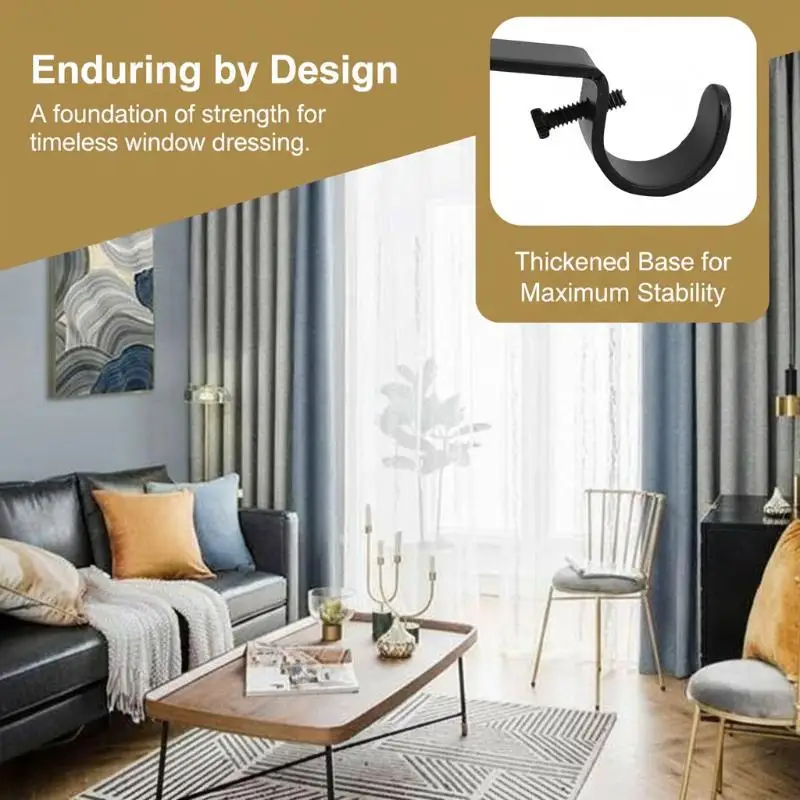 4 Pack Heavy Duty Double Curtain Rod Bracket Set with Screws Durable Metal Holders for Large Window Drapery Rod Hanging