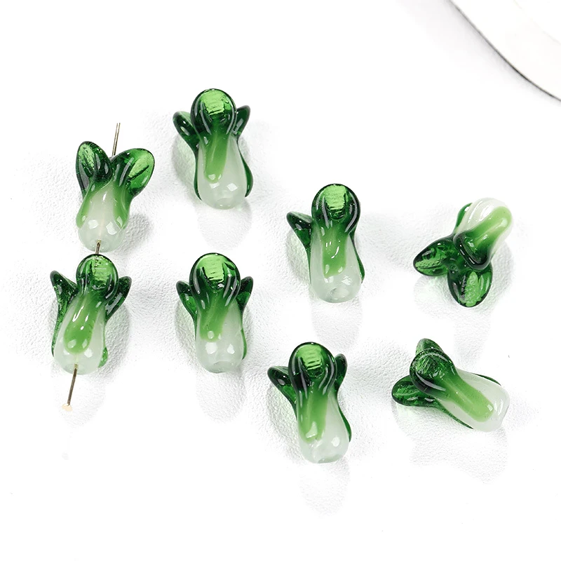 10 Piece imitation green vegetable Glass Beaded DIY handmade jewelry earrings bracelet mobile phone case accessories materials