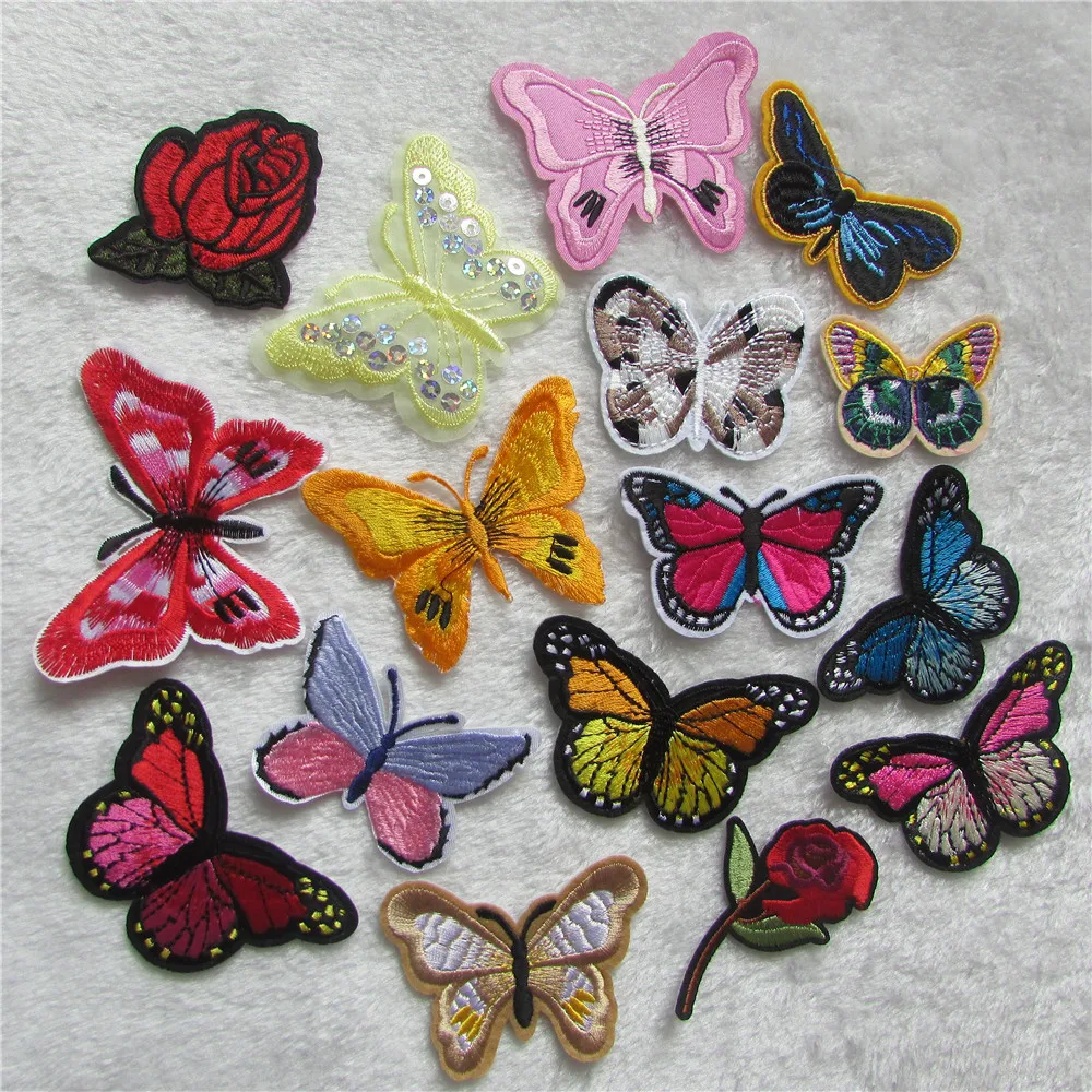 all kinds of butterfly Small Patch Computer Embroidery Hand Sewing Ironing Sticker On Cloth Garment Hat Bag Accessories