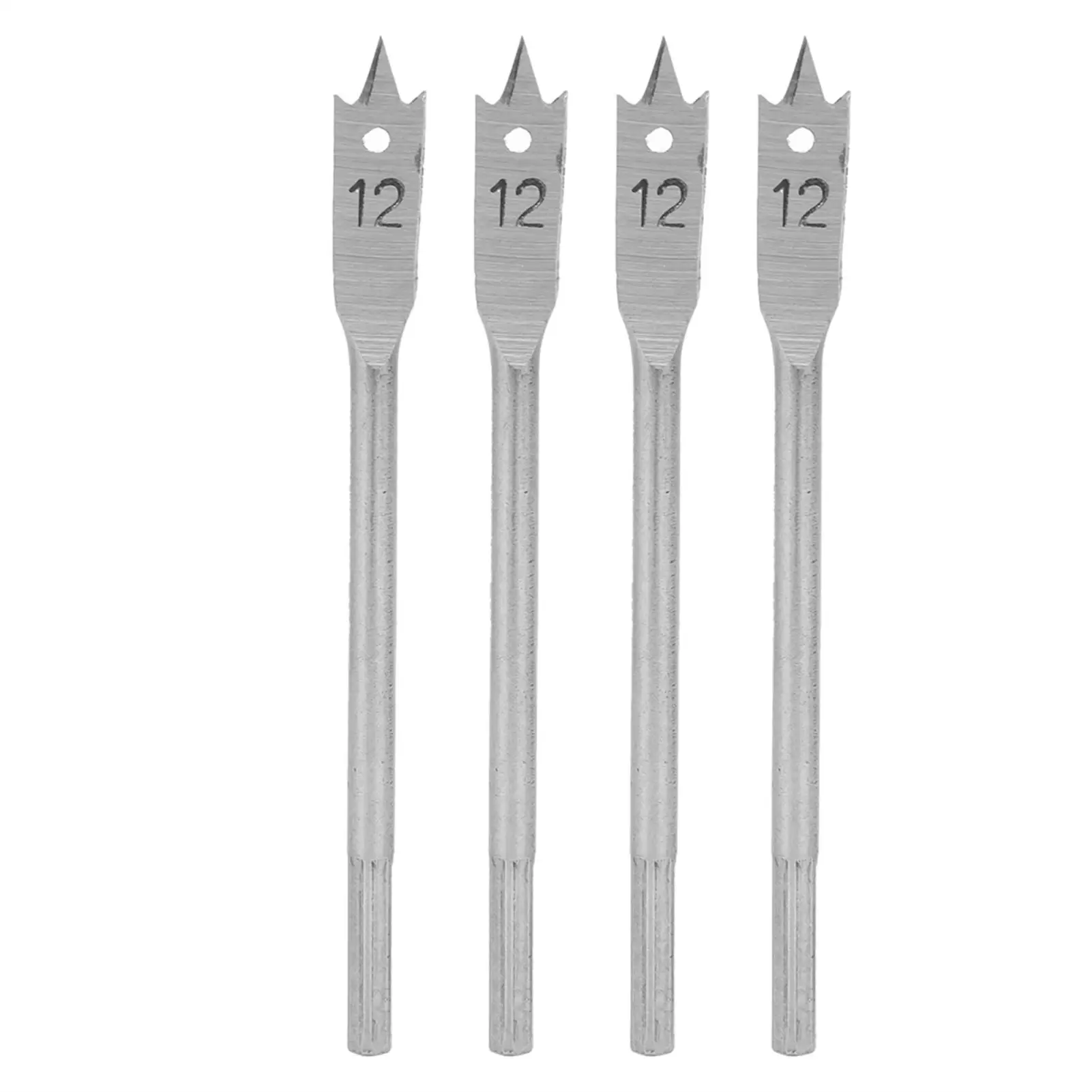 

4Pcs High Carbon Steel Spade Drill Bit Set - 12mm & 19mm Paddle Flat Bits for Woodworking