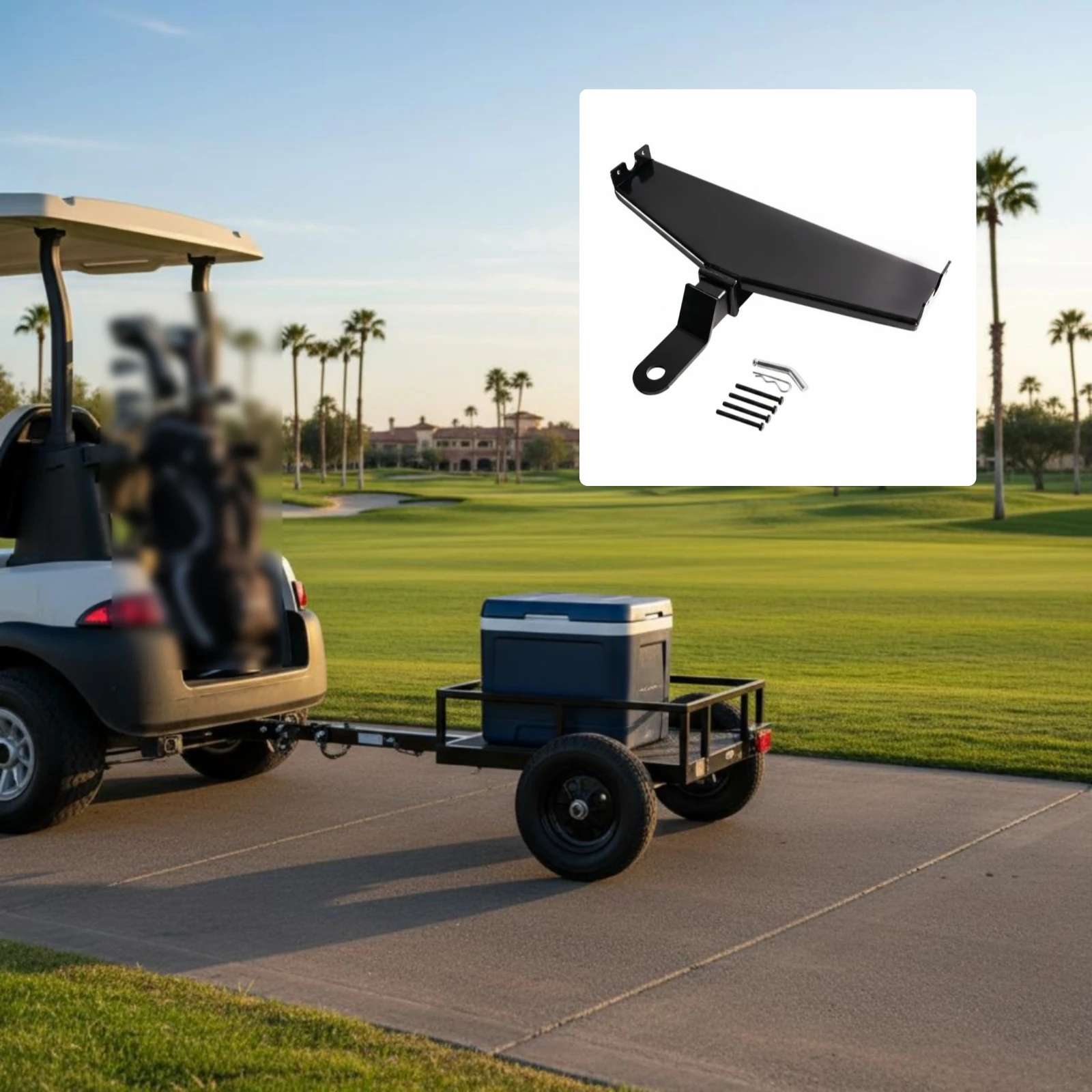 

Club Car Hauling Attachment Hitch Heavy Duty Golf Vehicle Hauling Attachment Hitch Vehicle Add-on Easy Install Coated for Towing