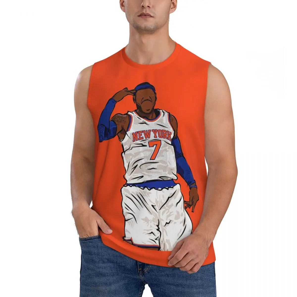 Carmelo Anthony Celebration Sketch Men Sleeveless Tank Tops Quick Dry Breathable Gym Fitness Running Summer Casual Sport Vest