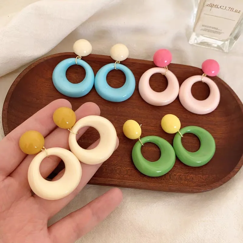 Summer Round Drop Earrings Fashion Geometric Eardrop For Women Sweet Jewelry Accessories