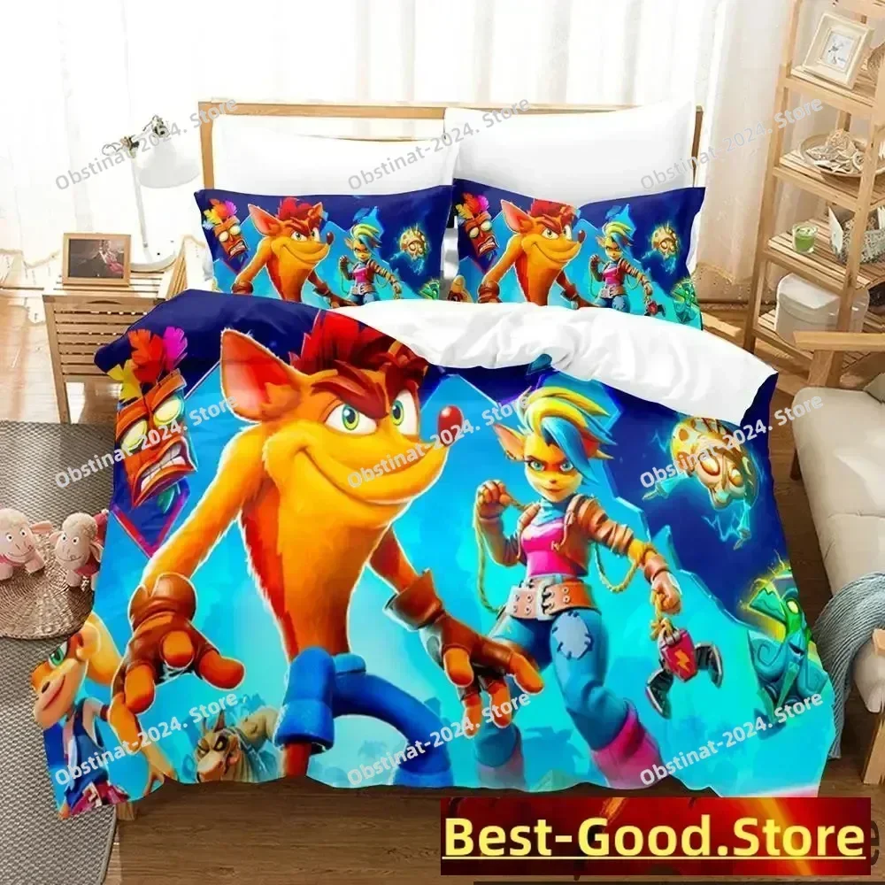 3D Crash Bandicoot Game Bedding Set Duvet Cover Full Queen King Size Pillowcase Bed Print Bed Set Aldult Kid Bedroom Single Twin