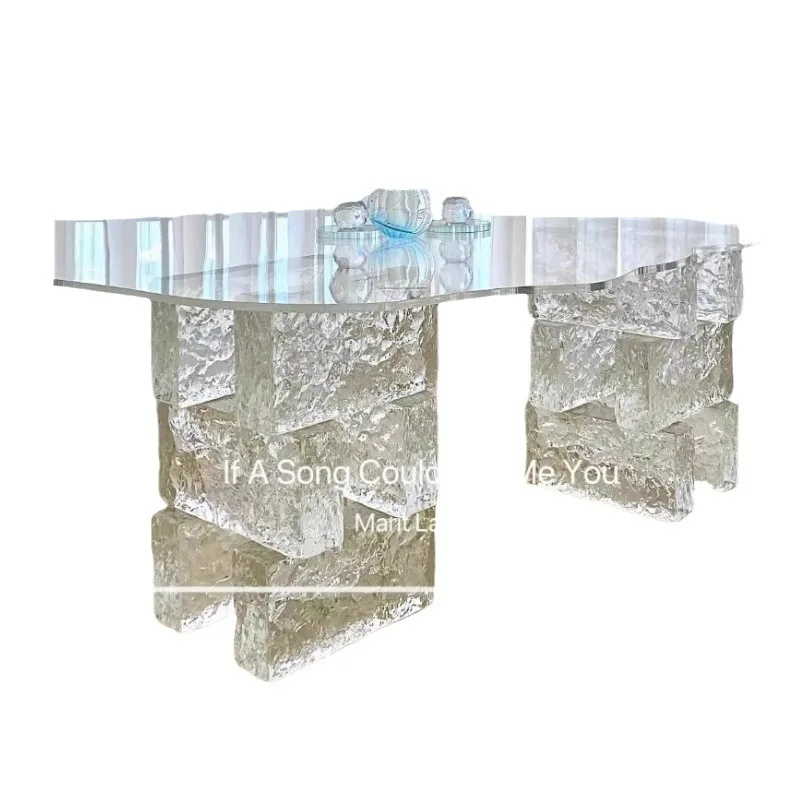 Acrylic plate cloud coffee table desktop crystal glass brick modern simple living room transparent table