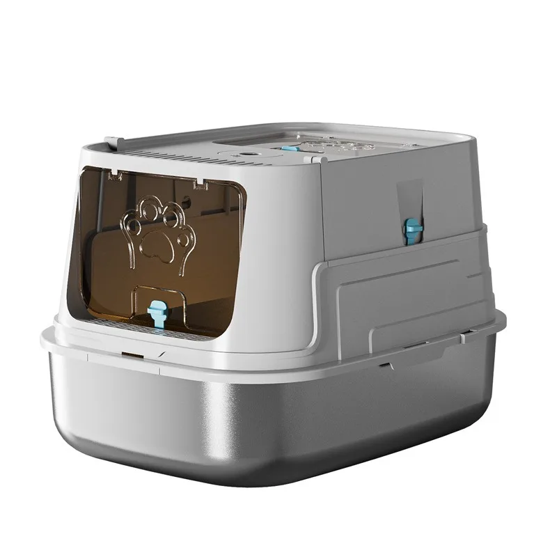 Cat potty large anti-take-out fully enclosed cat potty anti-splash stainless steel cat potty cat toilet pet supplies
