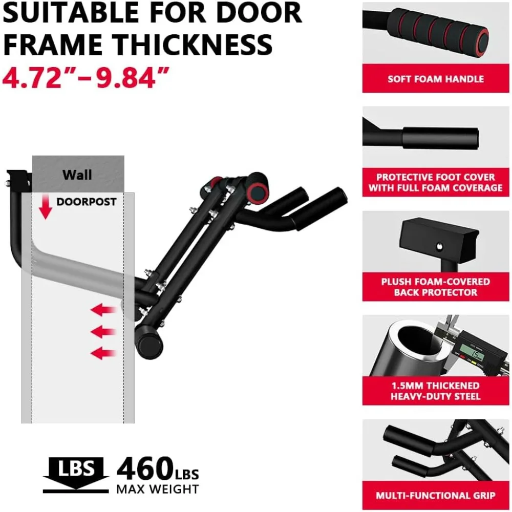 قضيب سحب متعدد المقبض لعام 2025 للمدخل - شريط شديد التحمل بوزن 460 رطل لممارسة التمارين الرياضية المنزلية في صالة الألعاب الرياضية