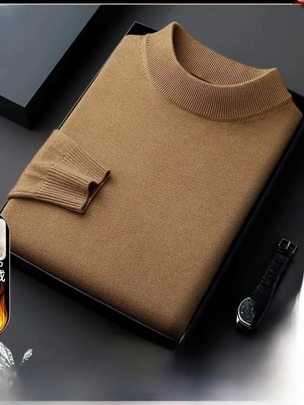 

Мужской вязаный шерстяной свитер Pierre Cardin с высоким воротником, утепленный, однотонный, зимний, модный, деловой, повседневный, длинный