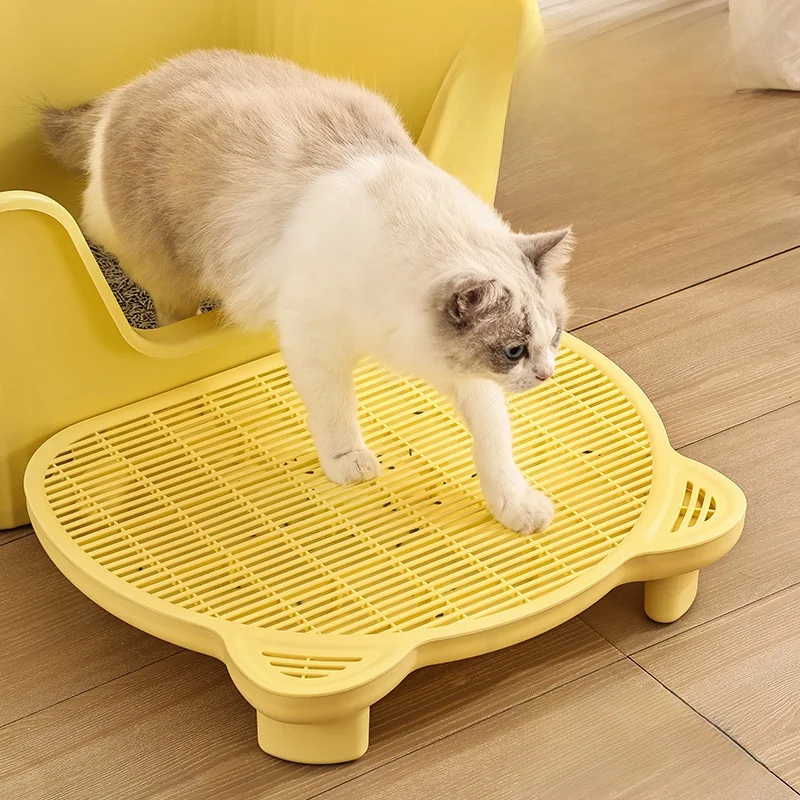 

Double Layer Litter Mat Anti-Spill Sand Control Toilet Litter Tray Ear ape Non-Slip Pet Supplies Batoom