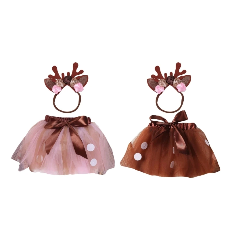 

Infant Girl Costume Bowknot Skirt Flower Hairband 0-1Month Baby Photography Suit W3JF