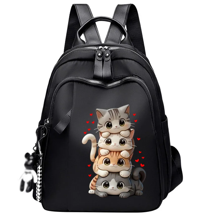 

Милый дорожный рюкзак с принтом кота, сумка на двойном плечо, модная школьная сумка, женская многофункциональная сумка большой вместимости