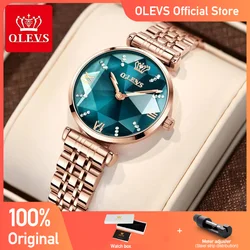 OLEVS-Montre à Quartz avec Bracelet en Acier Inoxydable pour Femme, Bijou de Luxe, Étanche, à la Mode, Date, Horloge, Miroir Diamant, Nouvelle Collection