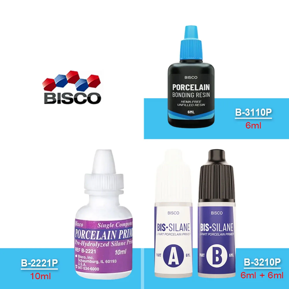 Dental BISCO Porcelain Adhesive Kit Ceramic Crown Veneer Bond Resin & Pre-Hydrolyzed Porcelain Silane Primer & Dual BIS-SILANE