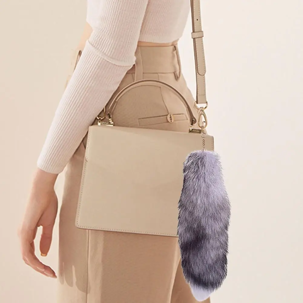 40CM Cartoon Cute Faux Fox Tail Keychain Pendant Handcrafted Faux Fur Tail Cosplay Renaissance Furry Tail Handbag Key Chain
