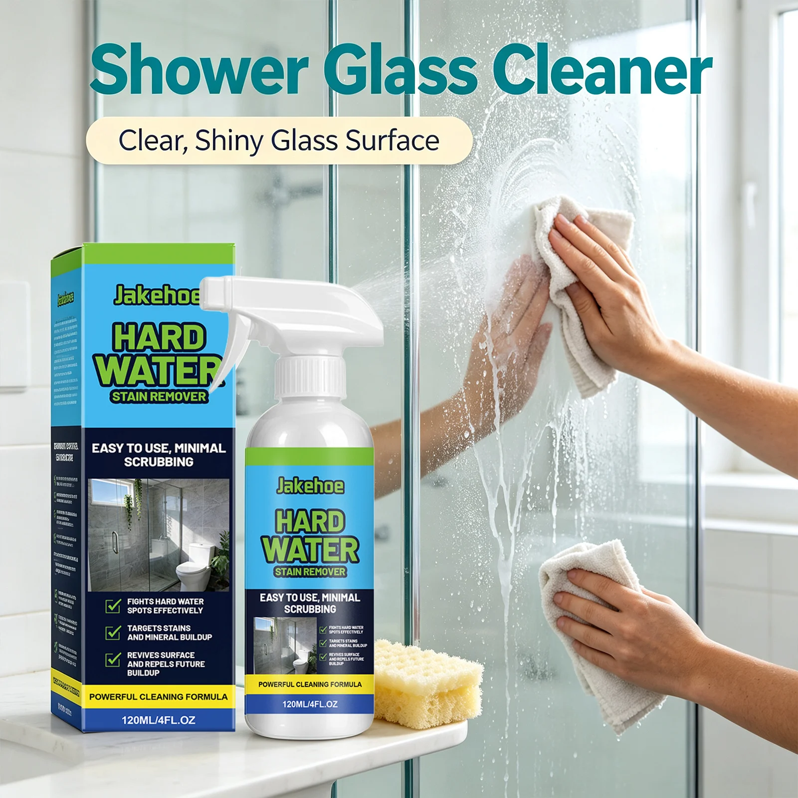 Scale Cleaning Spray Dissolve Limescale Water Spots & Mineral Buildup Remove Yellow Restore Glass Luster Household Glass Cleaner