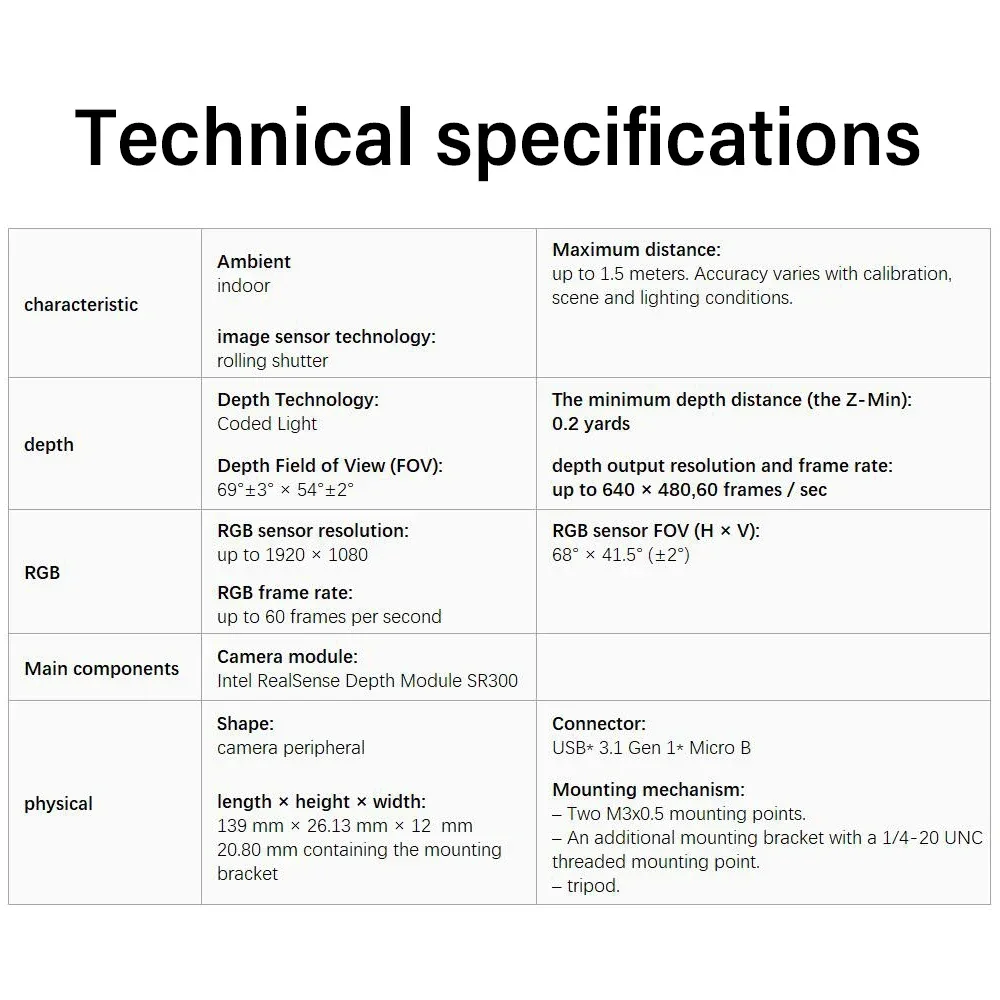 Telecamera di profondità RealSense SR305