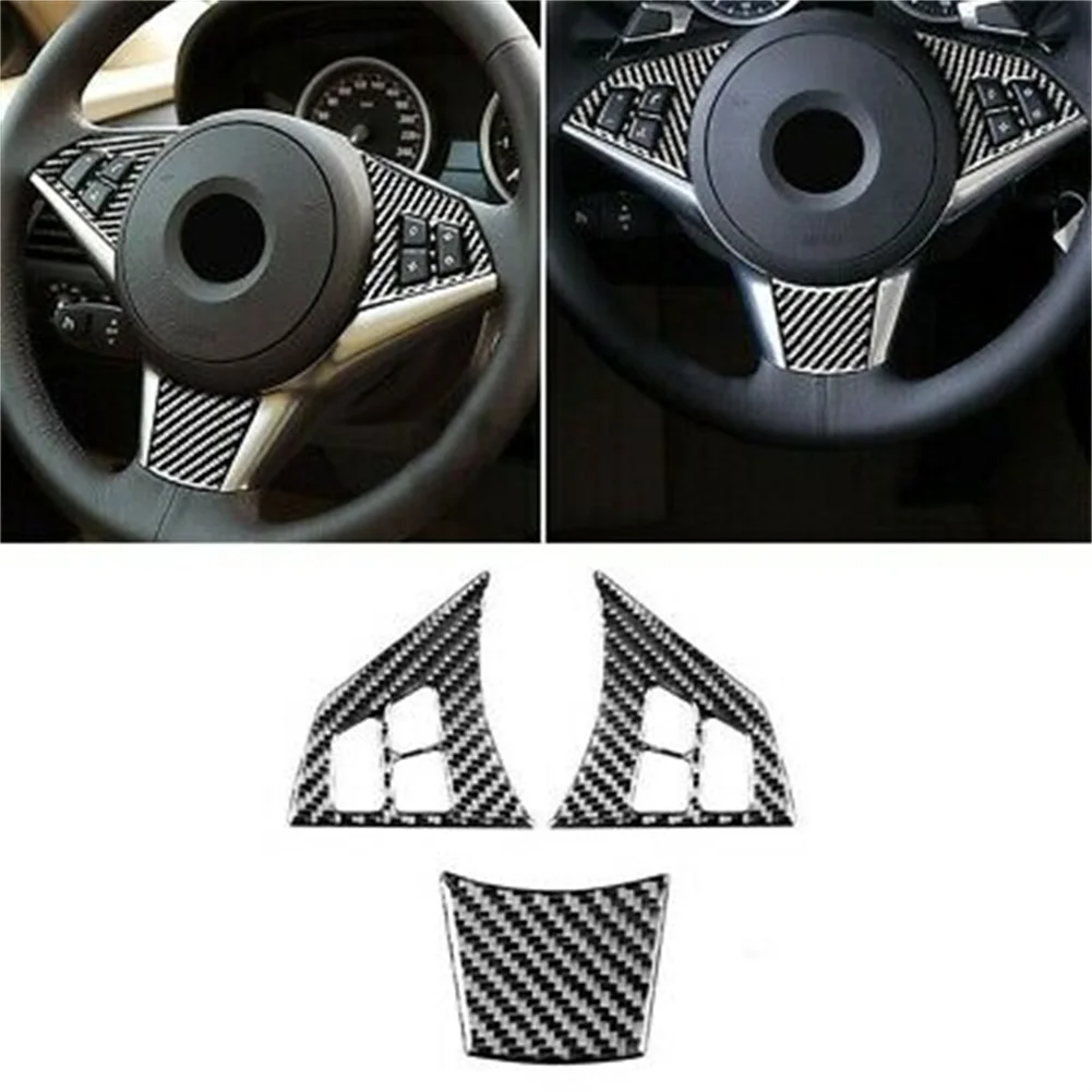 

Carbon Fiber Car Steering Wheel Decoration Cover Trim Sticker For BMW E60 5-Series 2004-2010 Interior Car Accessories