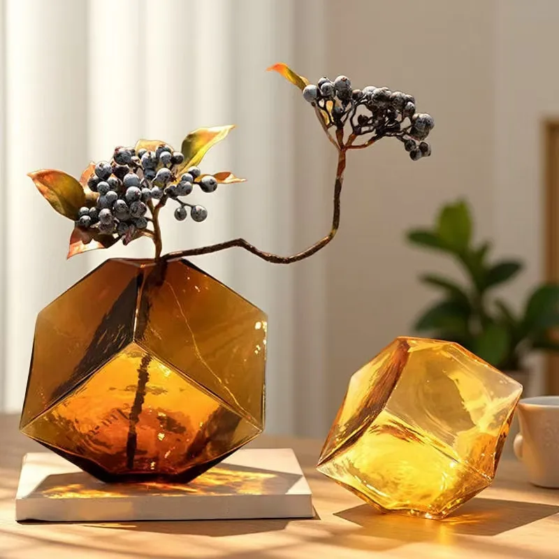 Concave Rubik's Cube Hydroponic Glass Vase Home Soft Flower Arrangement Crafts Geometric Vase Ornament Stained Glass
