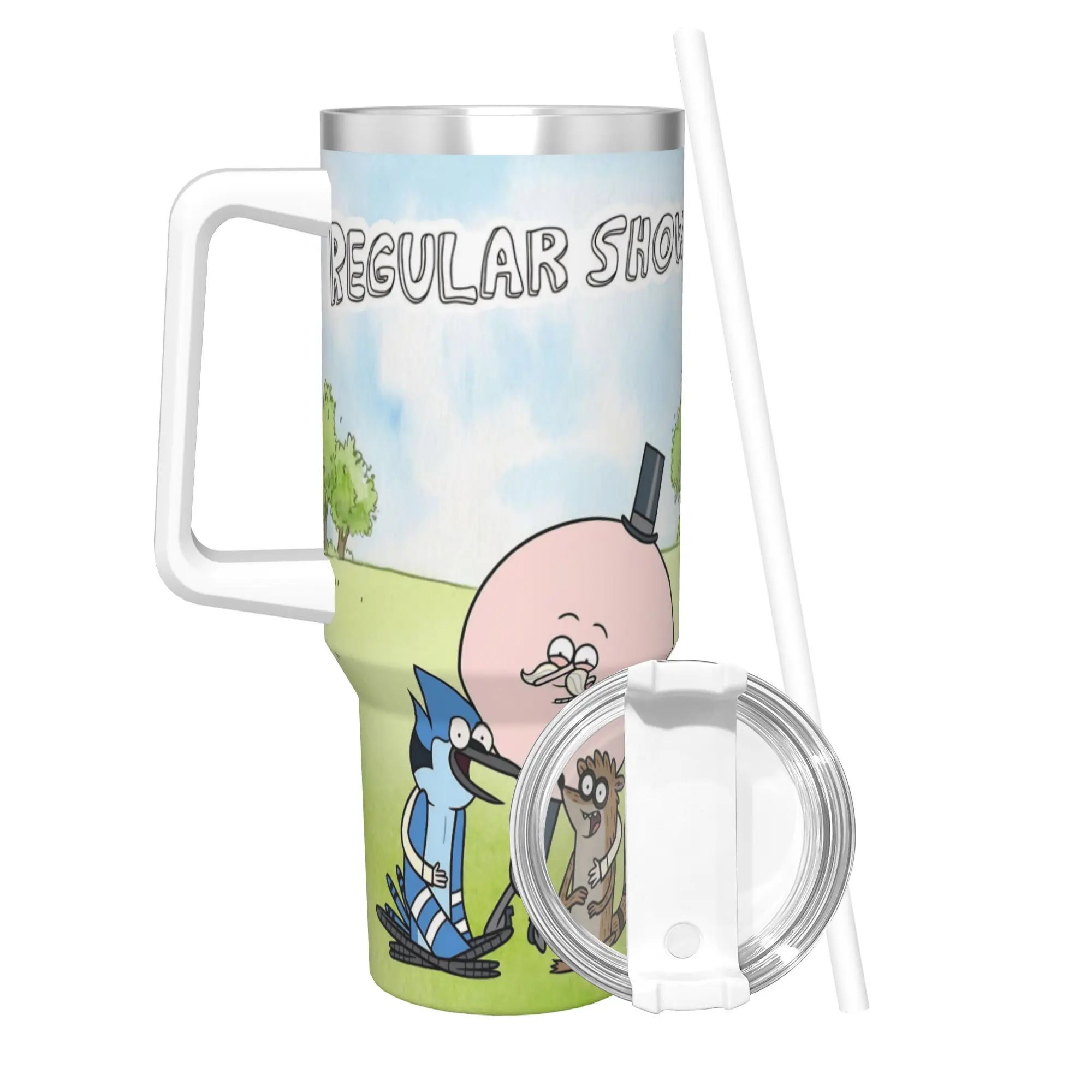 Regulars Show Cartoon Character 40oz Tumbler Stainless Steel Double Wall Vacuum Insulated  Mug Cups With Straw